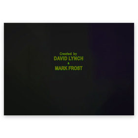 Поздравительная открытка с принтом Created by Lynch & Frost , 100% бумага | плотность бумаги 280 г/м2, матовая, на обратной стороне линовка и место для марки
 | david lynch | mark frost | twin peaks | твин пикс