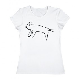 Женская футболка хлопок с принтом Кот маминой подруги , 100% хлопок | прямой крой, круглый вырез горловины, длина до линии бедер, слегка спущенное плечо | кот | котик | мем | прикол | рисунок