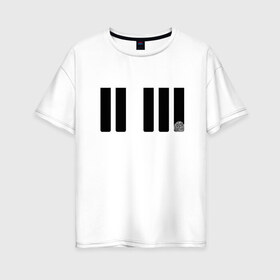 Женская футболка хлопок Oversize с принтом Отпечаток на клавише , 100% хлопок | свободный крой, круглый ворот, спущенный рукав, длина до линии бедер
 | геометрия | клавиша | минимализм | отпечаток | палец | пианино | синтезатор