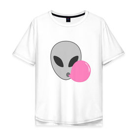 Мужская футболка хлопок Oversize с принтом Инопланетная жвачка , 100% хлопок | свободный крой, круглый ворот, “спинка” длиннее передней части | жвачка | инопланетянин | лицо | минимализм | нло | пузырь
