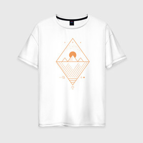Женская футболка хлопок Oversize с принтом Осирис , 100% хлопок | свободный крой, круглый ворот, спущенный рукав, длина до линии бедер
 | line art | вода | геометрия | горы | звезда. созвездие | линии | луна | минимализм | ночь | осирис | пирамиды | планеты | солнце | тень