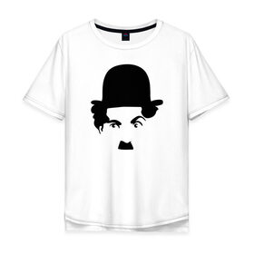 Мужская футболка хлопок Oversize с принтом Чарли Чаплин , 100% хлопок | свободный крой, круглый ворот, “спинка” длиннее передней части | глаза. котелок | знаменитость | известность | лицо | минимализм | портрет | чаплин | чарли