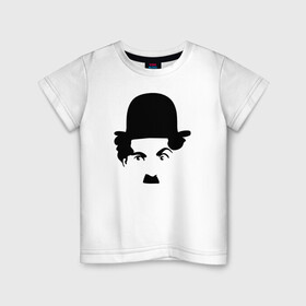Детская футболка хлопок с принтом Чарли Чаплин , 100% хлопок | круглый вырез горловины, полуприлегающий силуэт, длина до линии бедер | глаза. котелок | знаменитость | известность | лицо | минимализм | портрет | чаплин | чарли