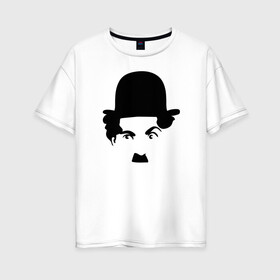 Женская футболка хлопок Oversize с принтом Чарли Чаплин , 100% хлопок | свободный крой, круглый ворот, спущенный рукав, длина до линии бедер
 | глаза. котелок | знаменитость | известность | лицо | минимализм | портрет | чаплин | чарли