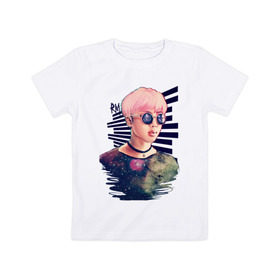 Детская футболка хлопок с принтом BTS RM , 100% хлопок | круглый вырез горловины, полуприлегающий силуэт, длина до линии бедер | k pop | rap monster. | rm | аниме | ким | корея | музыка