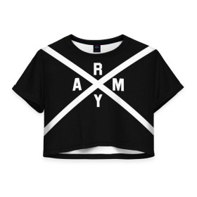Женская футболка 3D укороченная с принтом BTS ARMY , 100% полиэстер | круглая горловина, длина футболки до линии талии, рукава с отворотами | bts | bts army | j hope | jimin | jin | jungkook | k pop | rap monster | rapmon | suga | v | бтс | корея