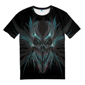 Мужская футболка 3D с принтом Spirit of Darkness , 100% полиэфир | прямой крой, круглый вырез горловины, длина до линии бедер | дух | зло | призрак | скелет | темные силы | тьма | хэллоуин | череп