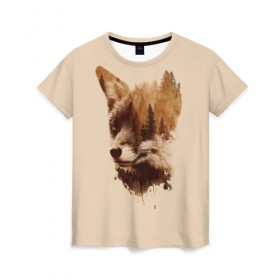 Женская футболка 3D с принтом Лесной Лис , 100% полиэфир ( синтетическое хлопкоподобное полотно) | прямой крой, круглый вырез горловины, длина до линии бедер | forest | fox | foxes | tree | trees | дерево | деревья | лес | лис | лиса | лисица | лисицы | лисы