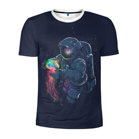 Мужская футболка 3D спортивная с принтом Космическая Медуза , 100% полиэстер с улучшенными характеристиками | приталенный силуэт, круглая горловина, широкие плечи, сужается к линии бедра | earth | space | spaceman | земля | космонавт | космос | скафандр