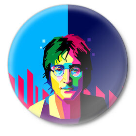 Значок с принтом Джон Леннон ,  металл | круглая форма, металлическая застежка в виде булавки | the beatles | битлз | британия | джон леннон | леннон | мир | очки | рок | рок н ролл | хиппи