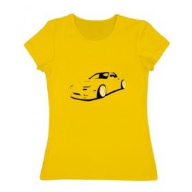 Женская футболка хлопок с принтом RX7 , 100% хлопок | прямой крой, круглый вырез горловины, длина до линии бедер, слегка спущенное плечо | car | mazda | rx7 | автомобиль | мазда | машина | минимализм | спорткар | тени