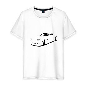 Мужская футболка хлопок с принтом RX7 , 100% хлопок | прямой крой, круглый вырез горловины, длина до линии бедер, слегка спущенное плечо. | car | mazda | rx7 | автомобиль | мазда | машина | минимализм | спорткар | тени