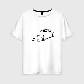 Женская футболка хлопок Oversize с принтом RX7 , 100% хлопок | свободный крой, круглый ворот, спущенный рукав, длина до линии бедер
 | car | mazda | rx7 | автомобиль | мазда | машина | минимализм | спорткар | тени