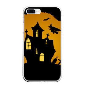 Чехол для iPhone 7Plus/8 Plus матовый с принтом Страшный домик , Силикон | Область печати: задняя сторона чехла, без боковых панелей | halloween | ведьма | замок | кладбище | кресты | луна | могилы | мышь | надгробья | ночь | призрак | страшно | хэллоуин