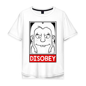 Мужская футболка хлопок Oversize с принтом Disobey , 100% хлопок | свободный крой, круглый ворот, “спинка” длиннее передней части | disenchantment | elfo | мэтт гроунинг | разочарование | тролль | элфо | эльф