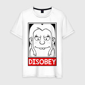 Мужская футболка хлопок с принтом Disobey , 100% хлопок | прямой крой, круглый вырез горловины, длина до линии бедер, слегка спущенное плечо. | disenchantment | elfo | мэтт гроунинг | разочарование | тролль | элфо | эльф