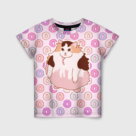 Детская футболка 3D с принтом Loops , 100% гипоаллергенный полиэфир | прямой крой, круглый вырез горловины, длина до линии бедер, чуть спущенное плечо, ткань немного тянется | Тематика изображения на принте: cat | fat | internet | loops | meme | интернет | кот | лупс | мем