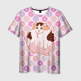 Мужская футболка 3D с принтом Loops , 100% полиэфир | прямой крой, круглый вырез горловины, длина до линии бедер | cat | fat | internet | loops | meme | интернет | кот | лупс | мем