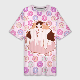 Платье-футболка 3D с принтом Loops ,  |  | cat | fat | internet | loops | meme | интернет | кот | лупс | мем