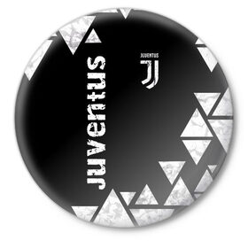Значок с принтом Juventus Black and White ,  металл | круглая форма, металлическая застежка в виде булавки | Тематика изображения на принте: club | football | juventus | белый | италия | клуб | форма | черный | ювентус