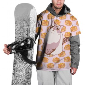 Накидка на куртку 3D с принтом Блины , 100% полиэстер |  | cat | fat | internet | meme | pancakes | блины | интернет | кот | лупс | мем
