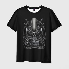 Мужская футболка 3D с принтом Чужой и Его Прелесть , 100% полиэфир | прямой крой, круглый вырез горловины, длина до линии бедер | alien | aliens | horror | predator | ufo | инопланетяне | инопланетянин | нло | пришелец | пришельцы | ужасы | фантастика | хищник | чужой