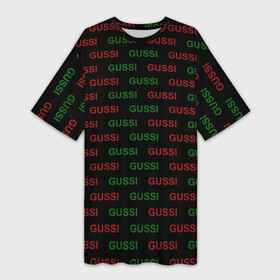 Платье-футболка 3D с принтом GUSSI ,  |  | anti brend | gussi | trend | антибренд | гуси | мода | надписи | тренд