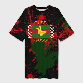 Платье-футболка 3D с принтом GUSSI ,  |  | anti brend | gussi | trend | антибренд | гуси | мода | надписи | тренд