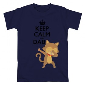 Мужская футболка хлопок с принтом Cat dab , 100% хлопок | прямой крой, круглый вырез горловины, длина до линии бедер, слегка спущенное плечо. | cat | dab | keep calm | даб | дэб | кот