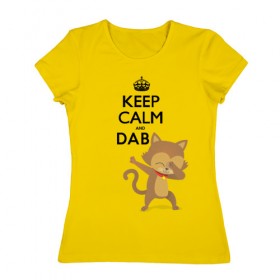 Женская футболка хлопок с принтом Cat dab , 100% хлопок | прямой крой, круглый вырез горловины, длина до линии бедер, слегка спущенное плечо | cat | dab | keep calm | даб | дэб | кот
