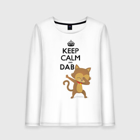 Женский лонгслив хлопок с принтом Cat dab , 100% хлопок |  | cat | dab | keep calm | даб | дэб | кот
