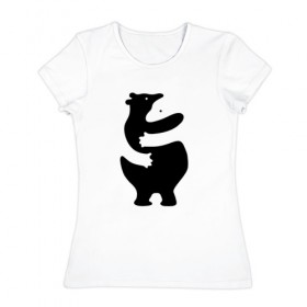 Женская футболка хлопок с принтом Мишки-Обнимашки , 100% хлопок | прямой крой, круглый вырез горловины, длина до линии бедер, слегка спущенное плечо | bear | лапочка | медведи | милота | мимими | мишка