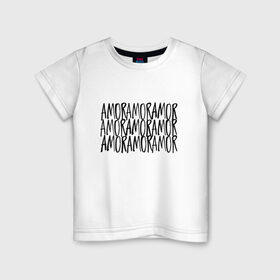 Детская футболка хлопок с принтом Amor Amor Amor , 100% хлопок | круглый вырез горловины, полуприлегающий силуэт, длина до линии бедер | егор крид | любовь | надпись | тату | холостяк