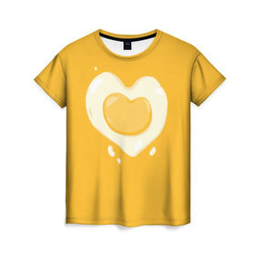 Женская футболка 3D с принтом Яичница Сердечко , 100% полиэфир ( синтетическое хлопкоподобное полотно) | прямой крой, круглый вырез горловины, длина до линии бедер | eggs | food | heart | love | white | yellow | белок | всмятку | еда | желток | любовь | сердечко | сердце | яичница | яйца