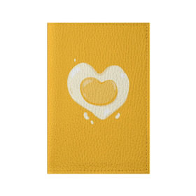 Обложка для паспорта матовая кожа с принтом Яичница Сердечко , натуральная матовая кожа | размер 19,3 х 13,7 см; прозрачные пластиковые крепления | eggs | food | heart | love | white | yellow | белок | всмятку | еда | желток | любовь | сердечко | сердце | яичница | яйца