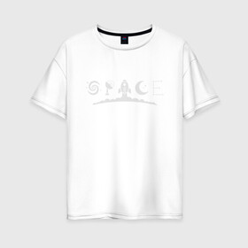 Женская футболка хлопок Oversize с принтом Космос , 100% хлопок | свободный крой, круглый ворот, спущенный рукав, длина до линии бедер
 | spase | волны | галактика | дым | звезды | космос | луна | месяц. текст | минимализм | надпись | радар | ракета | созвездие | спутник | стилизация | тарелка | шрифт