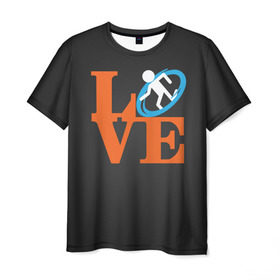 Мужская футболка 3D с принтом Love Portal , 100% полиэфир | прямой крой, круглый вырез горловины, длина до линии бедер | aperture labs | люблю | портал