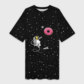 Платье-футболка 3D с принтом Homer Spaceman ,  |  | bart | beer | dunt | family | homer | lisa | maggie | marge | simpson | simpsons | space | sprihgfield | star | thesimpsons | барт | гомер | лиза | мардж | мегги | семья | симпсоны | спрингфилд