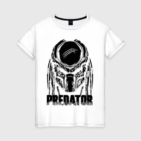 Женская футболка хлопок с принтом PREDATOR , 100% хлопок | прямой крой, круглый вырез горловины, длина до линии бедер, слегка спущенное плечо | prediator | инопланетяне | опасность | пришельцы | фильм | хищник