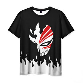 Мужская футболка 3D с принтом BLEACH (НА СПИНЕ) , 100% полиэфир | прямой крой, круглый вырез горловины, длина до линии бедер | anime | bleach | fire | form | heroes | ichigo | manga | аниме | блич | броня | герои | ичиго | костюм | манга | огонь