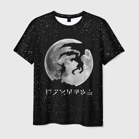 Мужская футболка 3D с принтом DRAGONBORN , 100% полиэфир | прямой крой, круглый вырез горловины, длина до линии бедер | dovahkiin | dragonborn | fus ro dah | moon | rpg | skyrim | tes | the elder scrolls | докавин | дракон | луна | рпг