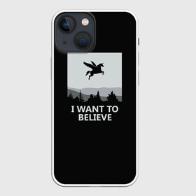 Чехол для iPhone 13 mini с принтом I Want to Believe ,  |  | magic | unicorn | верить | единорог | лес | магия