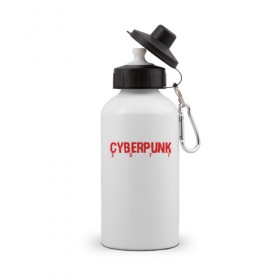 Бутылка спортивная с принтом CYBERPUNK 2077 , металл | емкость — 500 мл, в комплекте две пластиковые крышки и карабин для крепления | 