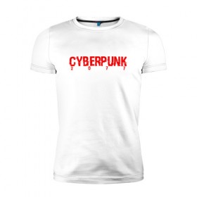 Мужская футболка премиум с принтом CYBERPUNK 2077 , 92% хлопок, 8% лайкра | приталенный силуэт, круглый вырез ворота, длина до линии бедра, короткий рукав | 