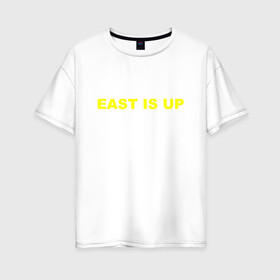 Женская футболка хлопок Oversize с принтом EAST IS UP(TOP) , 100% хлопок | свободный крой, круглый ворот, спущенный рукав, длина до линии бедер
 | 21 pilots | josh dun | music | rock | twenty one pilots | tyler joseph | джош дан | музыка | рок | тайлер джозеф