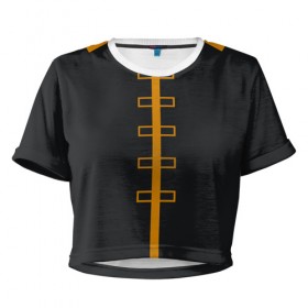 Женская футболка Cropp-top с принтом OKITA SOUGO GINTAMA , 100% полиэстер | круглая горловина, длина футболки до линии талии, рукава с отворотами | 