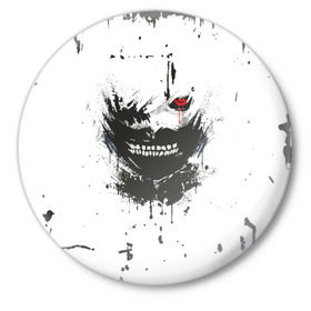 Значок с принтом Kaneki Ken (Tokyo Ghoul) #1 ,  металл | круглая форма, металлическая застежка в виде булавки | anime | kaneki ken | tokyo ghoul | аниме | канеки кен | токийский гуль