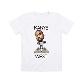 Детская футболка хлопок с принтом Kanye West , 100% хлопок | круглый вырез горловины, полуприлегающий силуэт, длина до линии бедер | Тематика изображения на принте: kanye west | music | rap | yeezus | кэнье | музыка | рэп