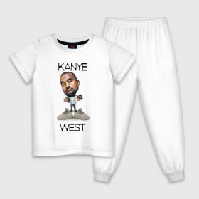 Детская пижама хлопок с принтом Kanye West , 100% хлопок |  брюки и футболка прямого кроя, без карманов, на брюках мягкая резинка на поясе и по низу штанин
 | kanye west | music | rap | yeezus | кэнье | музыка | рэп