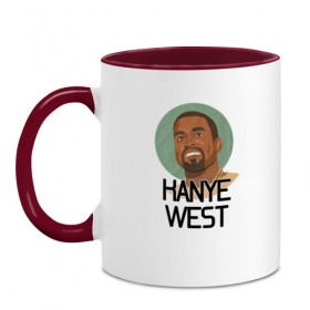 Кружка двухцветная с принтом Kanye West , керамика | объем — 330 мл, диаметр — 80 мм. Цветная ручка и кайма сверху, в некоторых цветах — вся внутренняя часть | 